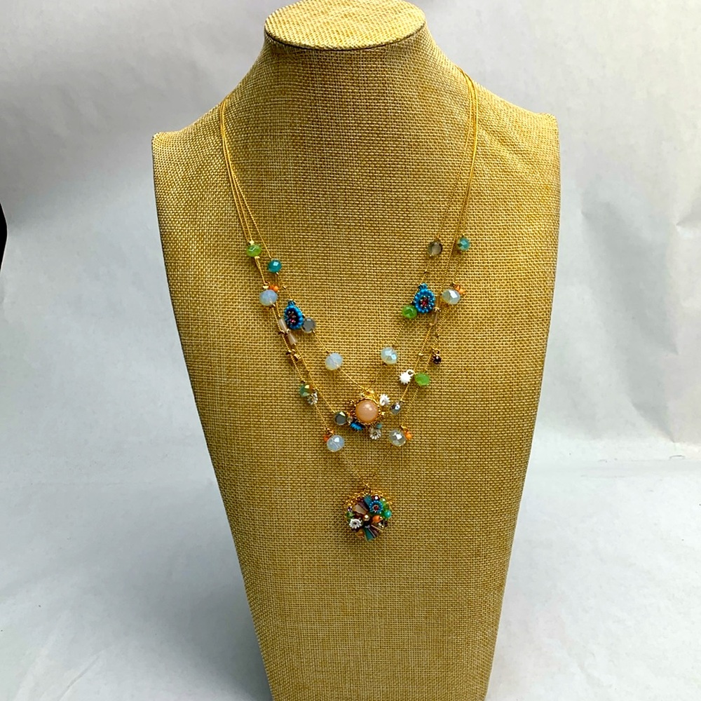 Betsey Johnson Flower Heart Necklace